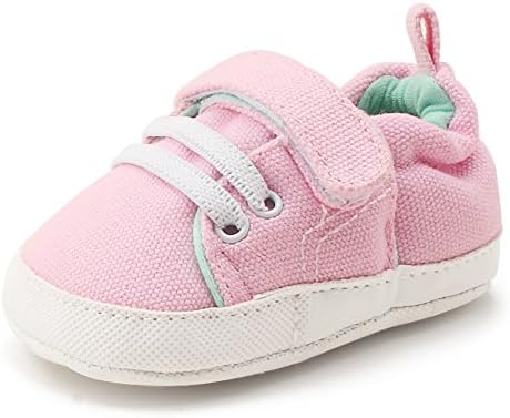 DELEBAO Baby Boys Girls Sneakers Hook Loop Non-Slip Canvas Shoes First Walkers Infant Trainers
