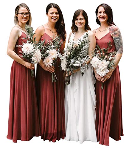EverLove Women's Long Spaghetti Straps Prom Dress Chiffon Bridesmaid Dresses