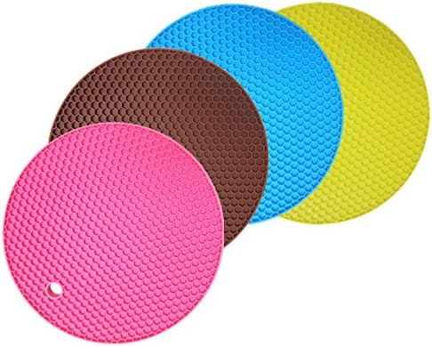 Otedes 4pcs Extra Thick Silicone Trivet Mat, Hot Pads Non-slip Silicone Insulation Mat For Home Use