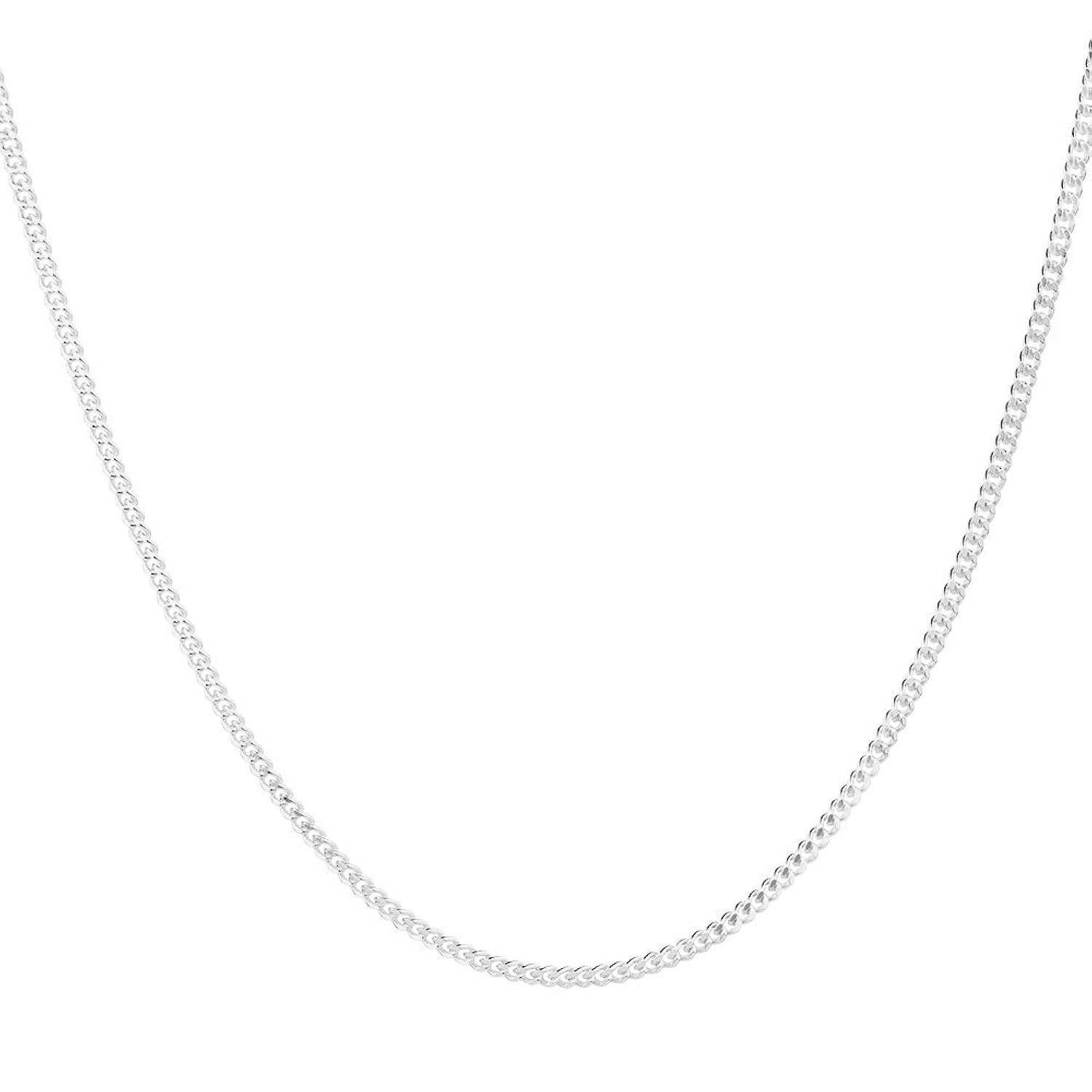silver taper jewels silver 925 18 inch rhodium plated thin curb chain for women