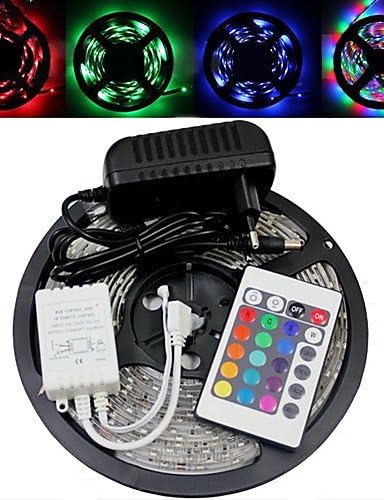HJLHYL 5M 150X5050 Smd Rgb Led Strip Light and 24Key Remote Controller and Ac110-240V to Dc12V3A Transformer , eu