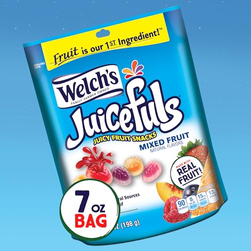 WELCH’S JUICEFULS JUICY FRUIT SNACKS, MIXED FRUIT, FRUIT GUSHERS, SHARING SIZE BAGS, 7 OZ (PACK OF 1)