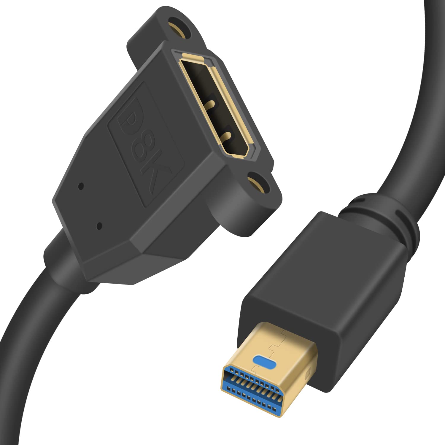 Duttek Displayport to Mini Displayport Cable 0.3M,8K@60Hz Mini Displayport to Displayport Bi-Directional Transmission Standard Mini Displayport 1.4 Cable