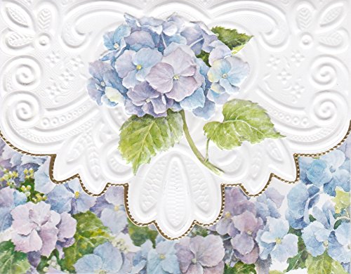 Carol Wilson Blue Hydrangeas 10 ct Embossed Note Card Set For Arts Sake