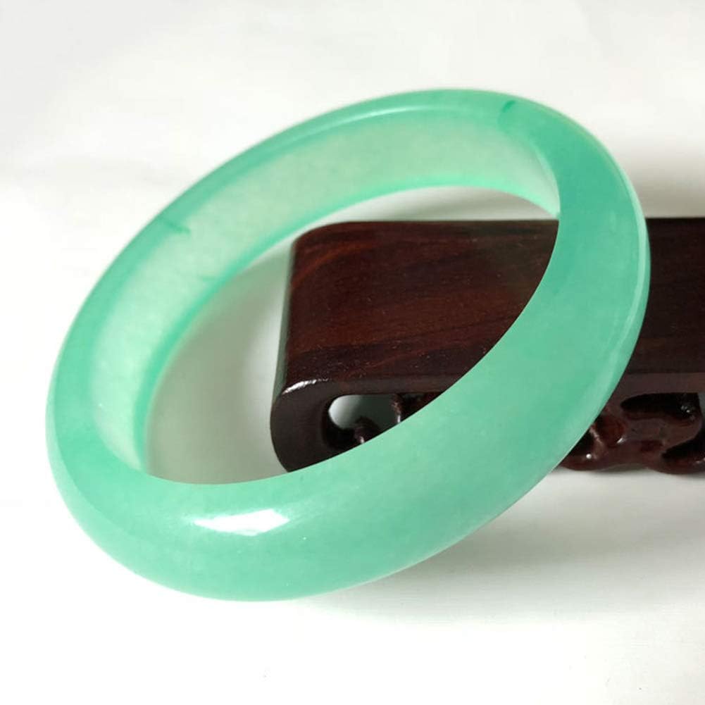 HSUMING Quartzite Jade Class B Ice Species Carved Light Green Jade Bangle Bracelet,62mm