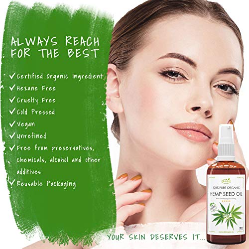 Hemp Seed Oil 100 ml 100% Pure & Organic Coldpressed | Top Hair Nourishment, Easily Absorbed By Scalp | Improves The Blood Circulation | Contributes To Keratin Formation | Leaves Soft, Hydrated Skin - Image 2