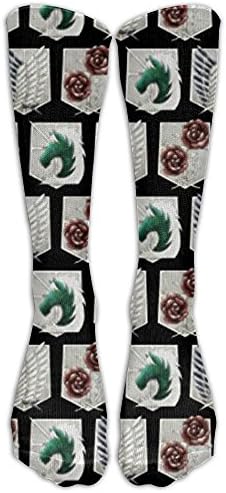 Mini Attack On Titan Military Crests Black Knee High Graduated Compression Socks For Women And Men - Best Medical, Nursing, Travel &amp; Flight Socks - Running &amp; Fitness