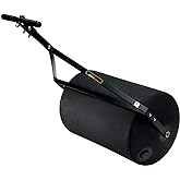 Brinly 270 lb. Combination Push/Tow Poly Lawn Roller with Easy-Turn Tethered Plug, 18 by 24" - Flat Black