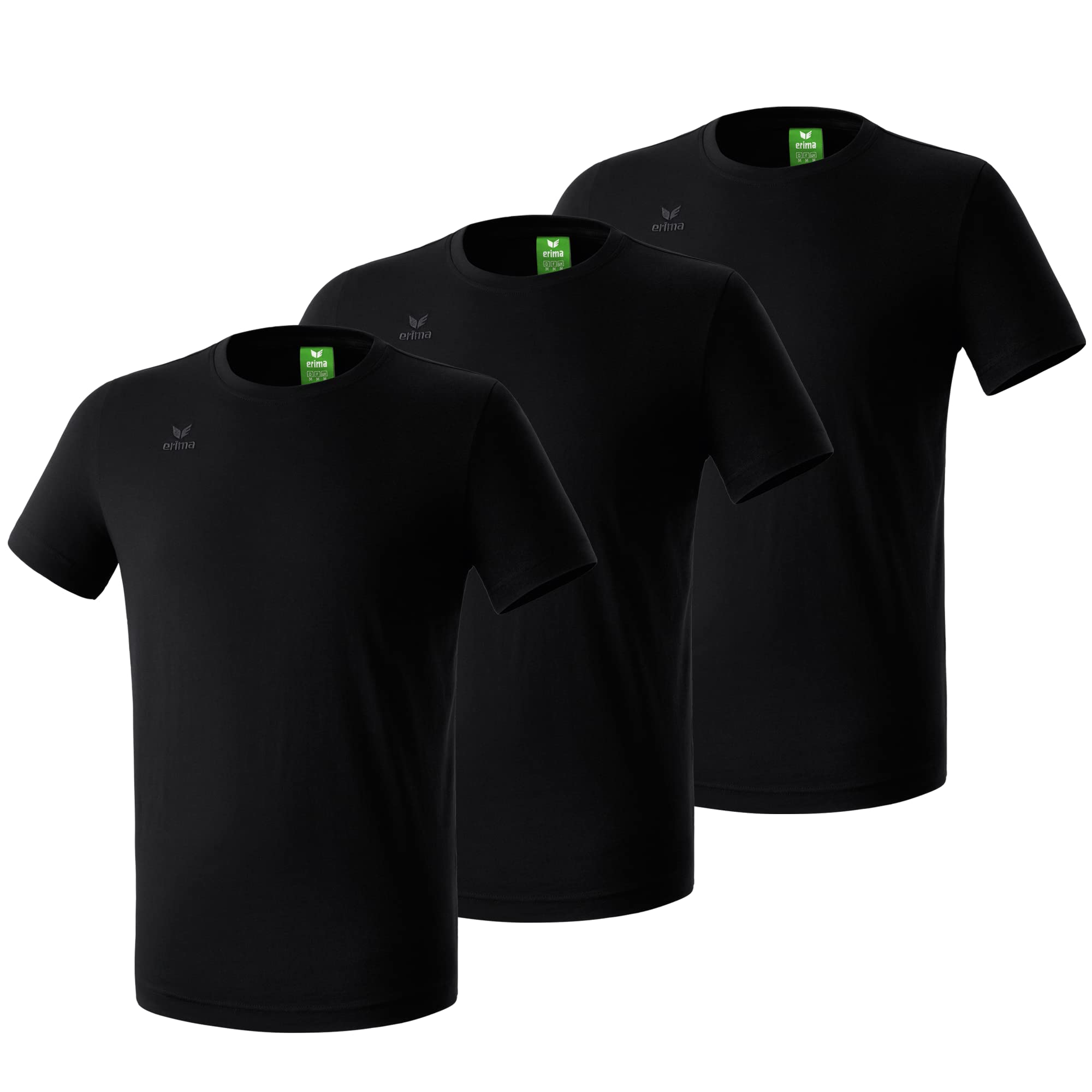 Erima Pack of 3 Team Sports T-Shirt, Black, M