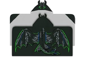 How to Train Your Dragon Toothless Super Soft Bath/Pool/Beach Soft Cotton Terry Hooded Towel Wrap, 24 in x 50 in, (Officially Licensed Product) by Franco