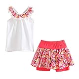 LittleSpring Little Girls' Shorts Set Summer Flower Sleveless