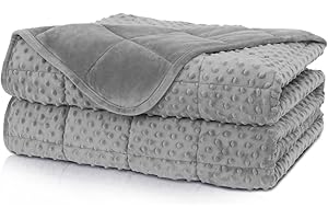 Huloo Sleep Weighted Blanket Twin 15lbs for Adult(48"×78",Gray) Breathable Soft Minky Weighted Throw Blanket for All Season,H