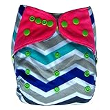EcoAble Baby Charcoal Bamboo All-In-One AIO Cloth Diaper w/ Pocket, Size 10-35Lb (Chevron 2, Minky)