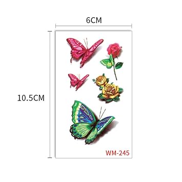 Papillon Autocollants De Tatouage Blessure Noire Bleu 3d