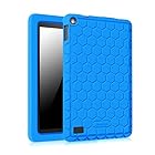 Fintie Silicone Case for Fire 7 2015 - [Honey Comb Series] Light Weight [Anti Slip] Shock Proof Protective Cover [Kids Friendly] for Amazon Fire 7 Tablet (Fire 7" Display 5th Generation), Blue
