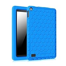 Fintie Silicone Case for Fire 7 2015 - [Honey Comb Series] Light Weight [Anti Slip] Shock Proof Protective Cover [Kids Friendly] for Amazon Fire 7 Tablet (Fire 7