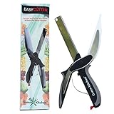 Easy Cutter by Green Kitchen | 2 in 1 Clever Chopper/Slicer Knife and Cutting Board | Premium Quality Stainless Steel Blades Set for Picture Perfect Vegetables, Fruit, Cheese & Meat Slices | Black