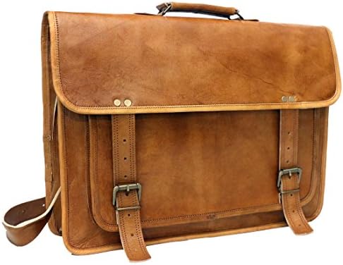 PC TAN 18" Vintage Handmade Messenger Bag for Laptop Briefcase Satchel Bag 18X13X6 Inches Brown Christmas gifts