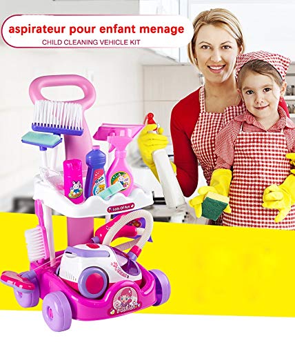 carrito de limpieza con aspirador de juguete