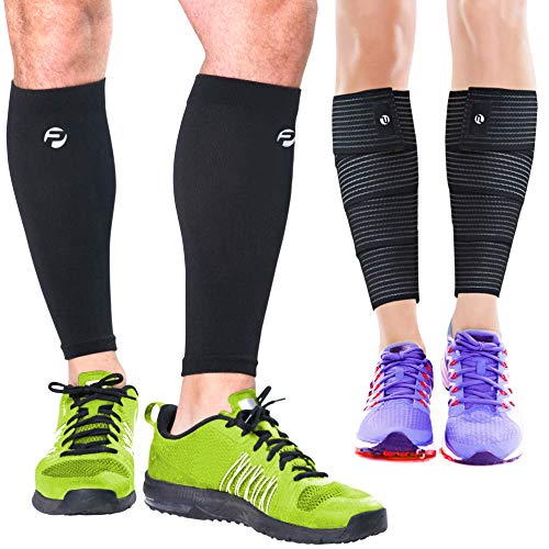 Calf Compression Sleeves and Leg Wraps (4 Piece) Shin Splint Support