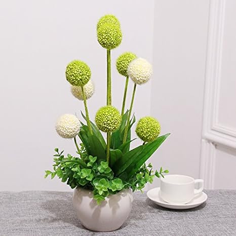 Hctina künstliche Fake Blume Pflanze Seide Keramik Vasen Große grüne