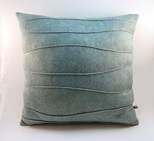 Amazon Com Sea Blue Green Wool Felt Pillow With Organic Ribbing