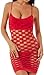 Womens Sexy Seamless Mesh Lingerie Chemise (XL=US 16-18, Red3)