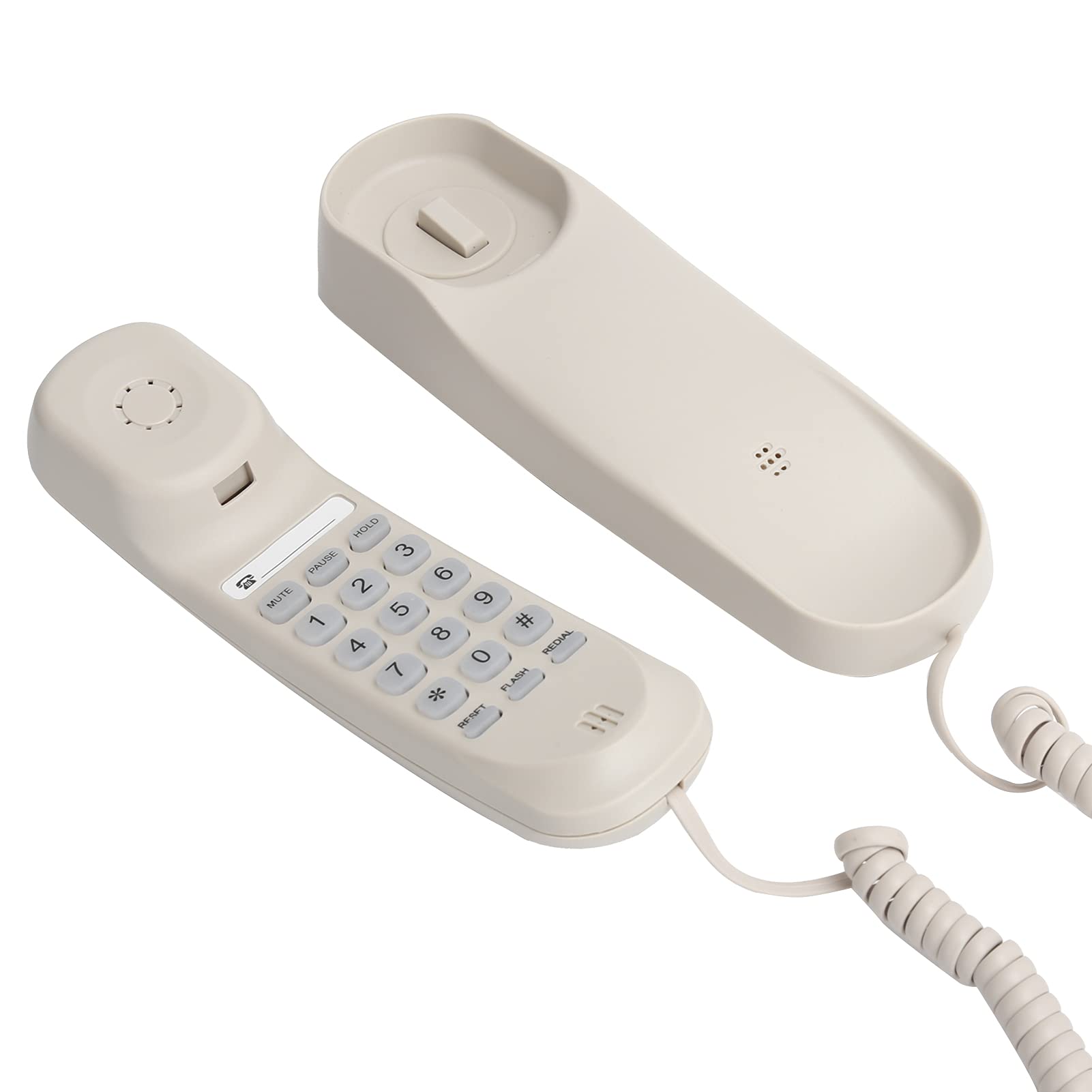 PUSOKEI Wired Desk Telephone Home Hotel Wall Mount Phone European Style Retro Telephone for Hotel, Home, Office (White)
