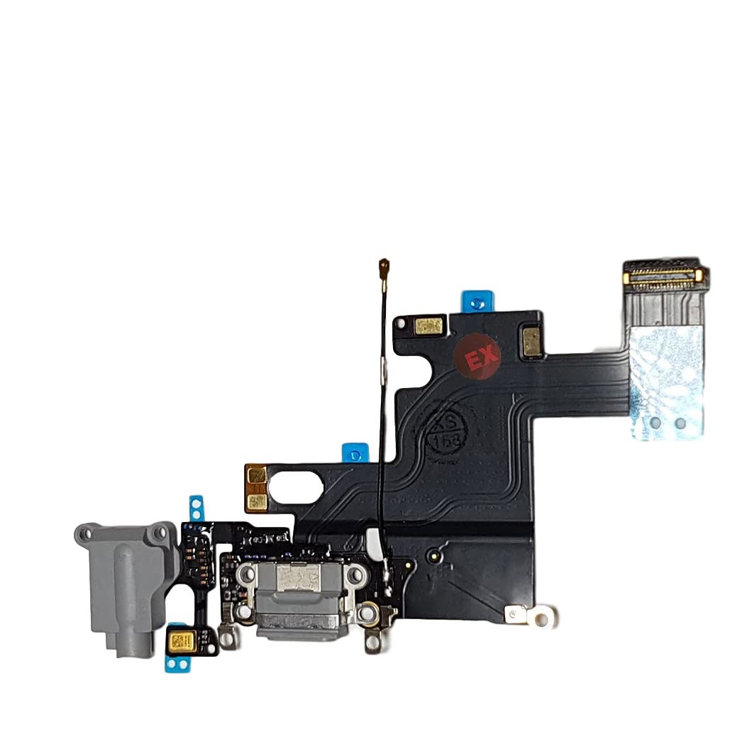 Smartex® Charging Port Flex cable compatible with iPhone 6 6G Dark grey – Dock Connector with built in Microphone, Home button, Loudspeaker, Antenna