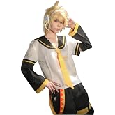 AKTOTO Kagamine Rin Cosplay Kagamine Len Cosplay Halloween Full Set Of Uniforms with Wigs For Men and Women