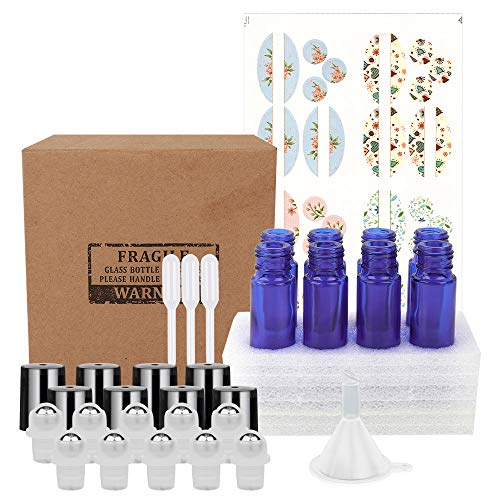 image for UrSpeedtekLive 8 Pack, HwaShin 10 ml Cobalt Blue Glass Roll on Bottles