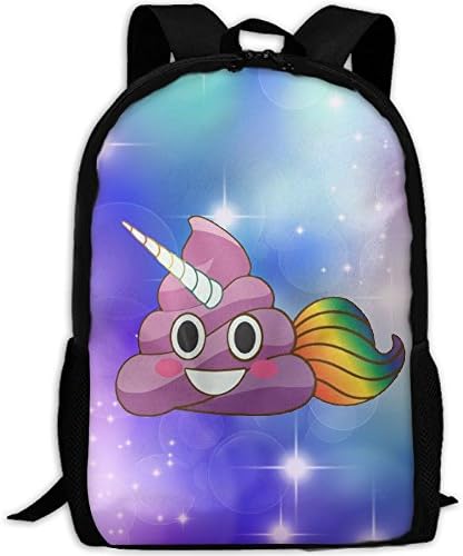 Winer Cute Magical Unicorn Poop Emoji With Rainbow Smile Colorful 3D Printing Width Zipper School Backpack Travel Rucksack Laptop Bag For Adult