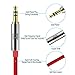 TechRise Audio Cable, 1.5 Meters Nylon Braided Premium Auxiliary Aux Audio Cable Cord for Headphones, iPods, iPhones, iPads, Home/Car Stereos and More - Red