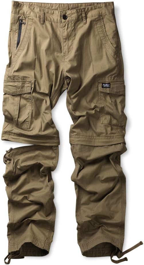 Men's Zip Off Cotton Convertible Pants Durable Cargo Shorts Trousers
