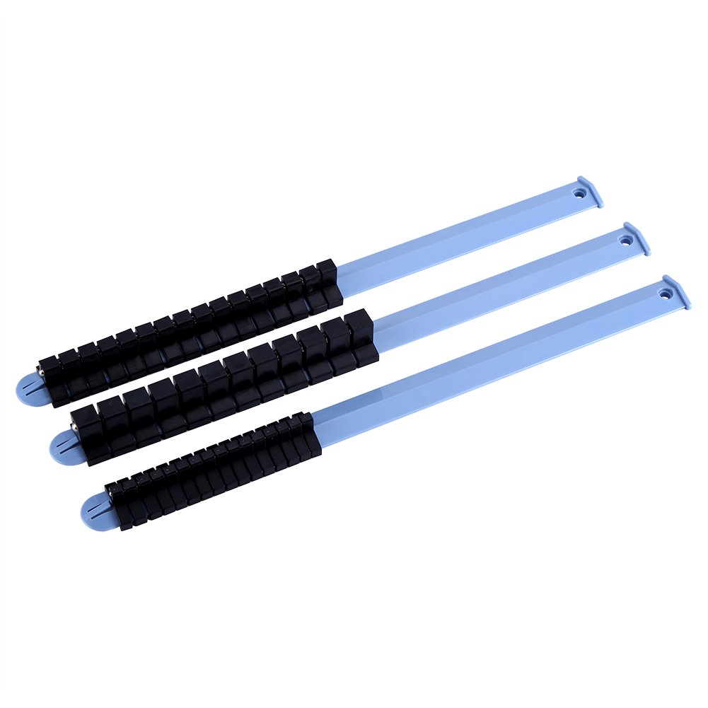 Fdit 3Pcs Socket Rack Holder Organizer 1/4-Inch 3/8-Inch 1/2-Inch Drive Wall Mounted Socket Storage Divider Rails Tray