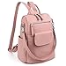 UTO Women Backpack Purse 3 ways PU Washed Leather Ladies Rucksack Shoulder Bag Pink