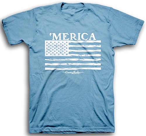 Merica American Flag T-shirt Steel Blue (XX-Large)