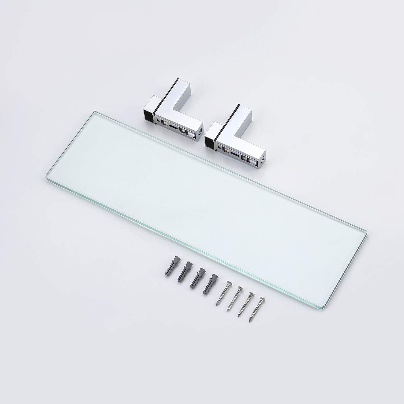 KES Bathroom Wall Shelf 16 Inch Glass Shelf Tempered Glass Shelf Polished Chrome Finish, BGS3201S40: Kitchen & Dining