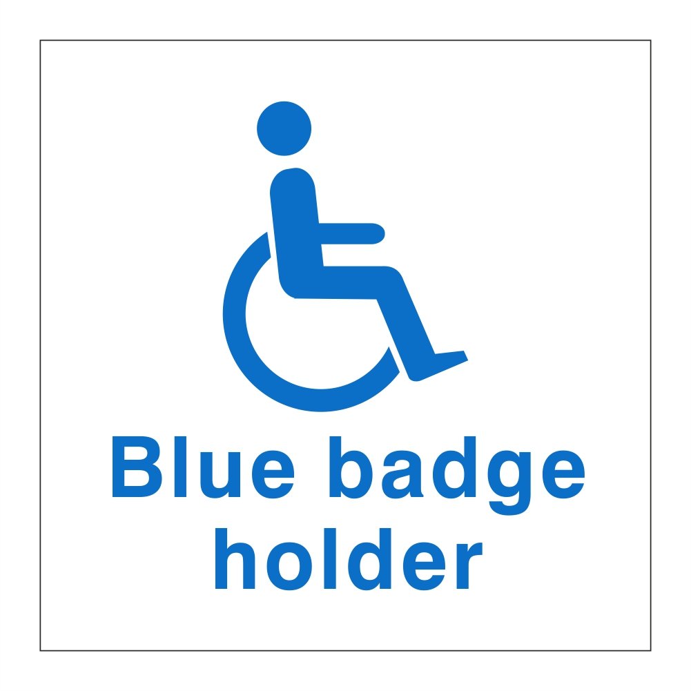 Pack of 6 BLUE BADGE HOLDER. DISABLED PERSON SIGNS. Blue symbol and