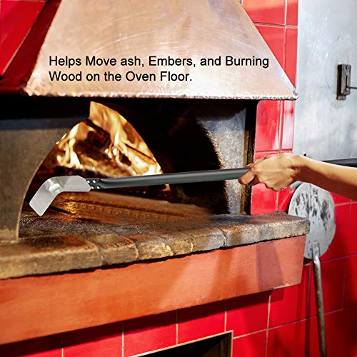 SHANGPEIXUAN Pizza Oven Cleaning Oven Rake Stainless Steel Ash Scraper