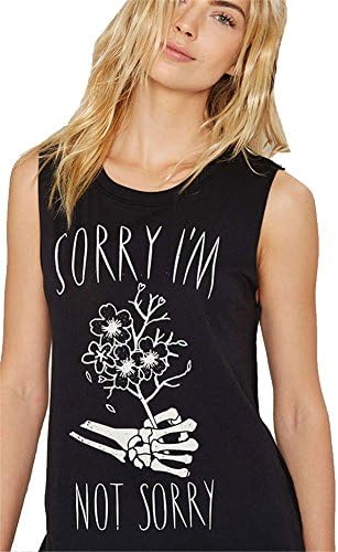 My Wonderful World Women's Fashion boyfriend wind casual letter skull print tee top sleeveless black T-shirt 2XL