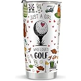 kdxpbpz Golf Lover Gifts for Girls Women Tumbler Birthday Christmas Gifts for Friends Besties Stainless Steel Tumblers 20 oz Just A Girl Who Loves Golf