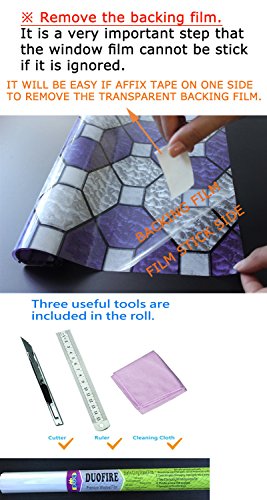 DUOFIRE Decorative Film Privacy Window Film Stained Glass Film No Glue Anti-UV Removable Window Cling Non-Adhesive Window Privacy Film D95010, (35.4in. x 118in.) 90cm x 300cm - Thumbnail 3