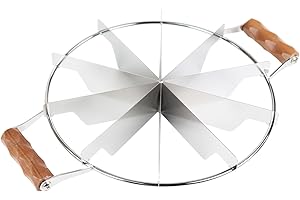 Wooden Handle Luxury Cake Cutting Machine, Cheesecake Slicer, 10 Blade Circular Stainless Steel Cake Manual Pizza Pie Slicer,