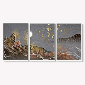 Framed Canvas Wall Art for Living Room, Bedroom Abstract Landscape Dream Place Canvas Prints for Home Decoration Ready to Hanging - 16"x24"x3 Panels