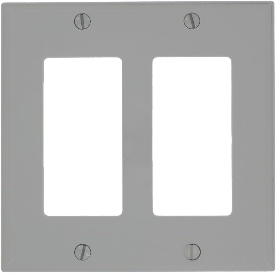 Leviton 80409-NW 2-Gang GFCI Device Decora Wallplate, Standard Size, White, 1 pack - Switch Plates - 