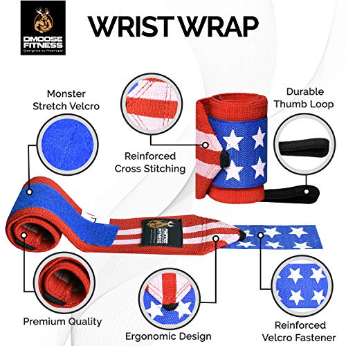 DMoose Fitness Wrist Wraps for Weightlifting, Powerlifting, Barbell