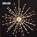 PXBNIUYA 2 Pack Starburst Sphere Lights,200 LED Firework Lights, 8 Modes Dimmable Waterproof Hanging Fairy Light, Copper Wire Lights for Patio Parties Christmas (2 Pack Solar Operated)