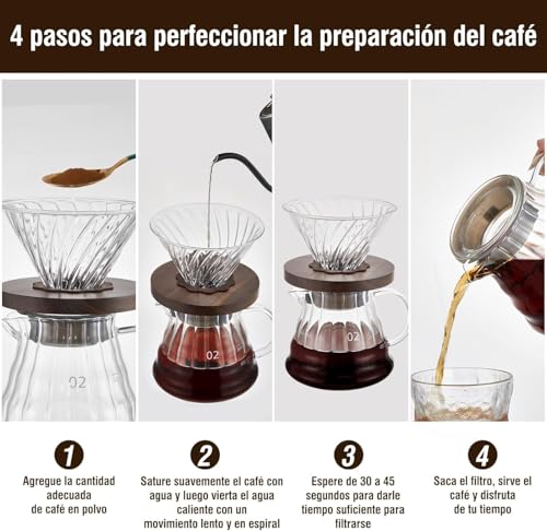 Filtro, 600ml Coador de Cafe, Cafeteira de Gotejamento, Cafés Adequados para 1 a 3 Pessoas, Coador, Vidro, Clever Dripper, Kit Cafeteira -02, Passador de Café Formato 02