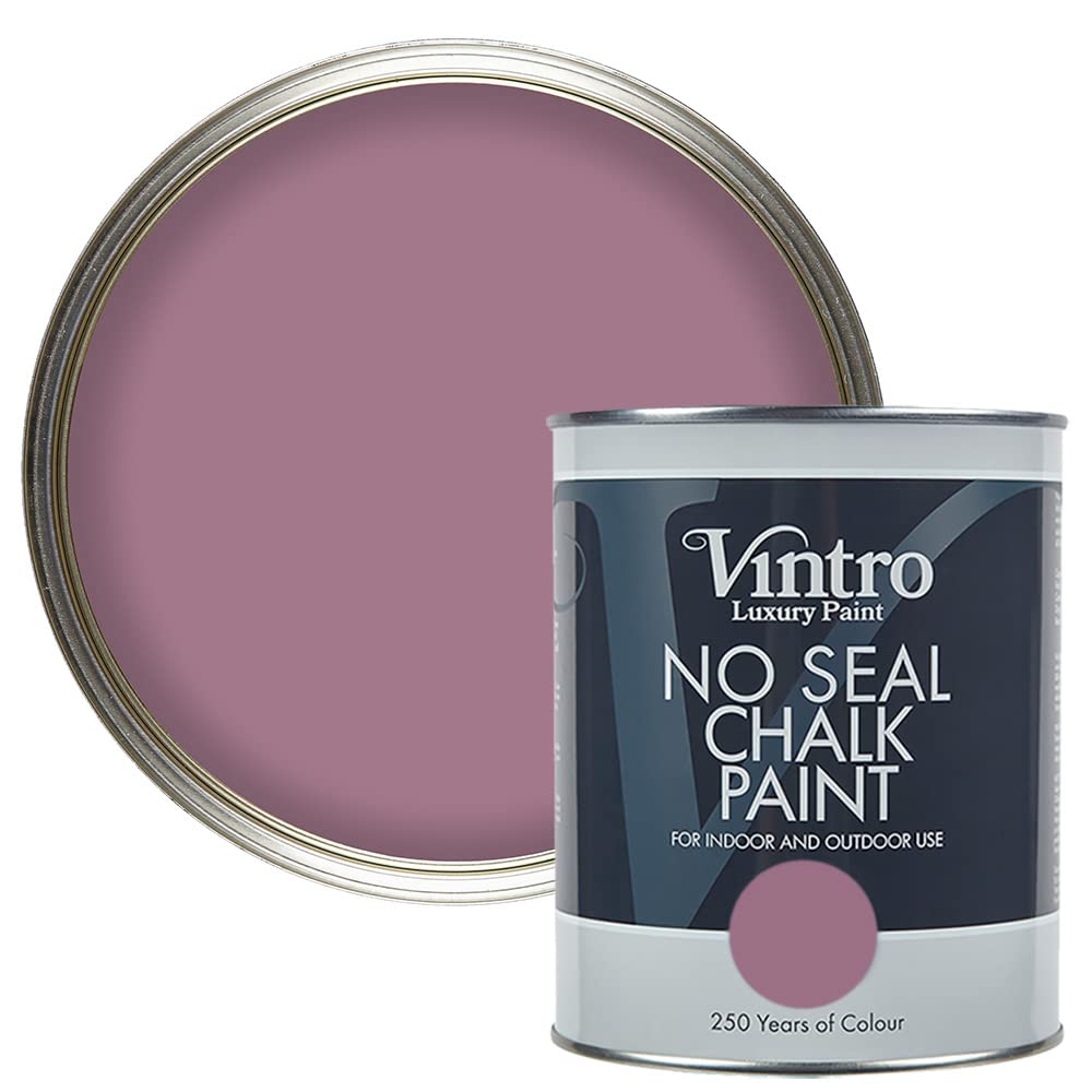 Vintro | No Seal Chalk Paint | Purple | Interior & Exterior Use | Furniture | Walls | Wood | Metal | 1 Litre (Wild Heather)